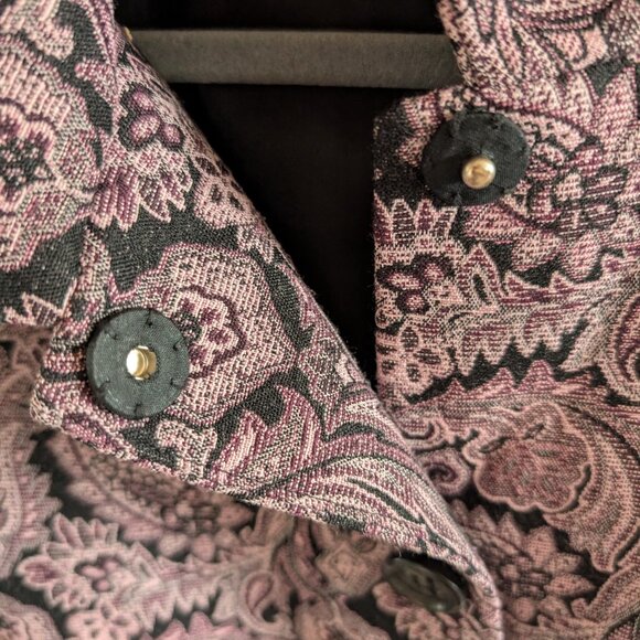 Liz Claiborne Purple Paisley Jacquard Blazer Snap Buttons Size Large Vintage - Picture 11 of 15